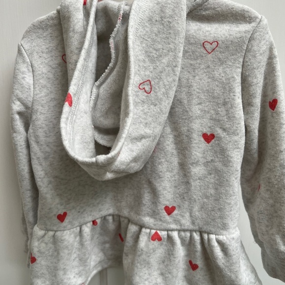 Oshkosh B’Gosh 18M Gray with Red Hearts Zip Up Valentine’s Day Hoodie - Picture 3 of 4